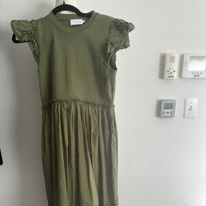 Tanya Taylor Green Eyelet Midi Dress Women's Size XS